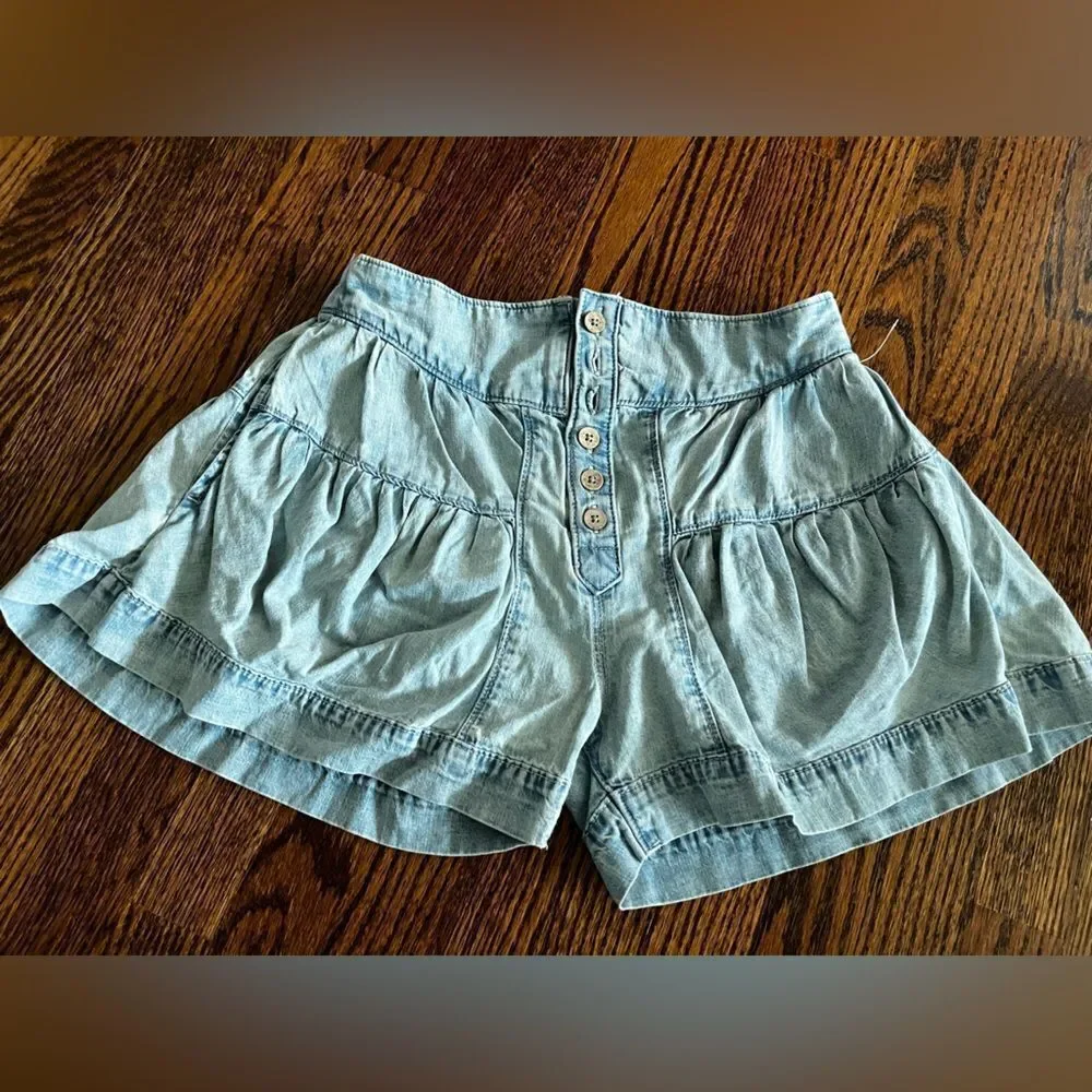 M Free People Jean Shorts We The Fleur Denim Light Blue